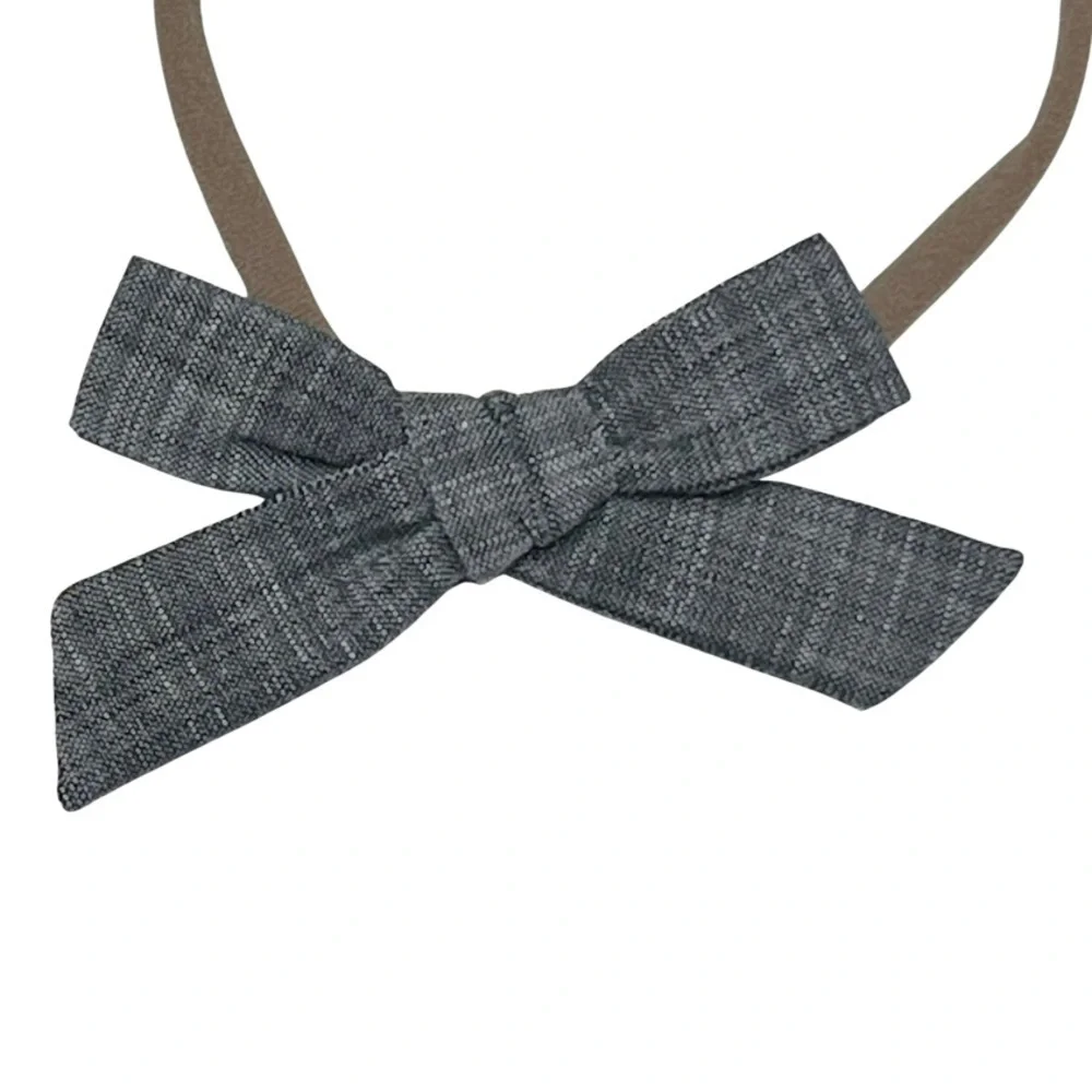 Wunderkin Chambray Bow On Nylon Headband‎